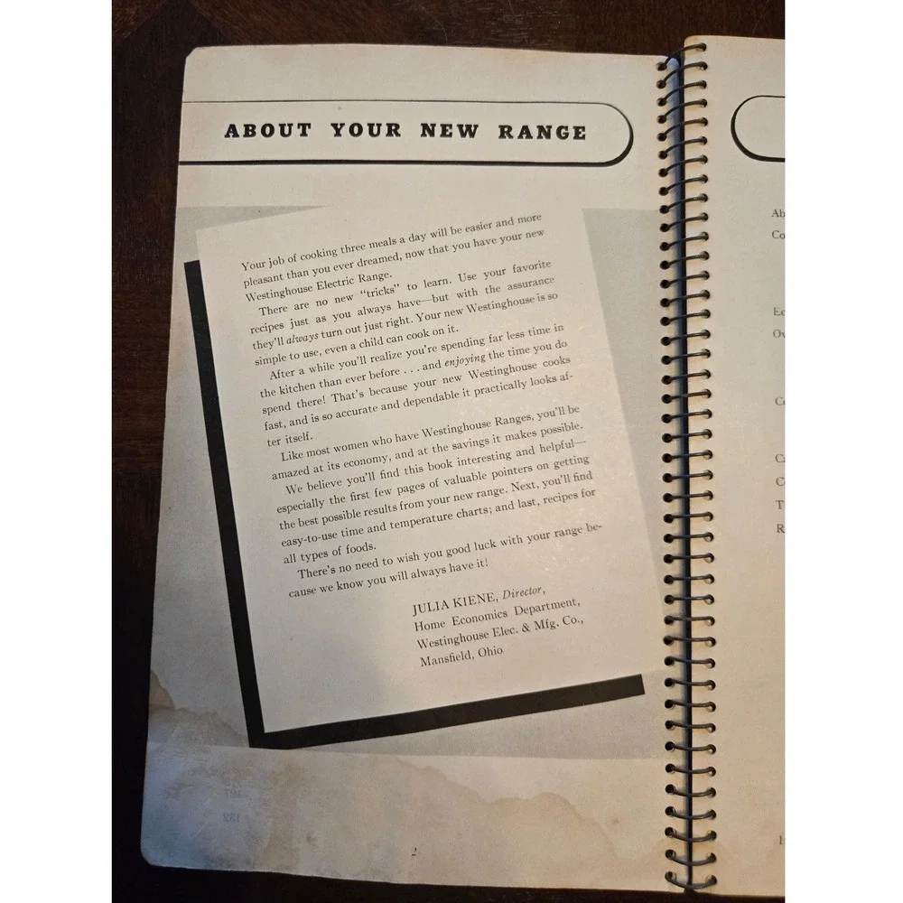 Vintage 1940‎ Westinghouse Electric Range Cookbook How to Cook Meals Easier